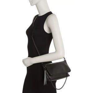 Rebecca Minkoff Date Fold Over Crossbody Bag/Purse Leather in Black